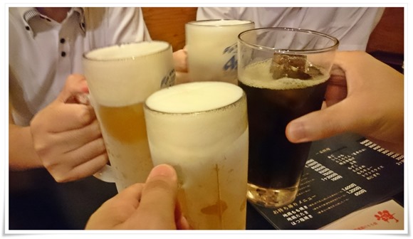 生ビールで乾杯＠宮崎名物 地鶏もも焼 翔