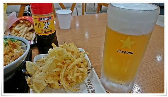 生ビール＋天婦羅で乾杯＠丸亀製麺