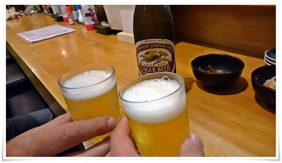 瓶ビールで乾杯＠居酒屋とり照