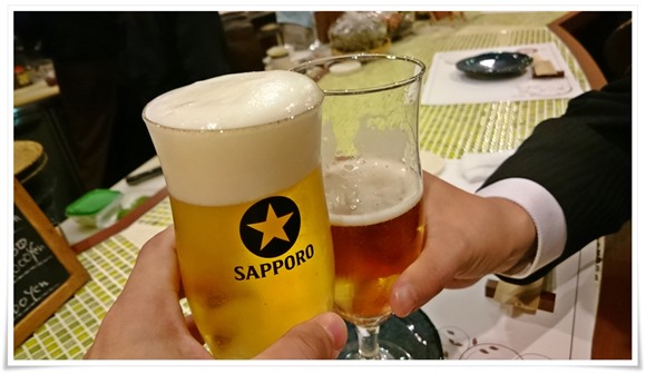 生ビールで乾杯＠和洋創作料理 楓（かえで）