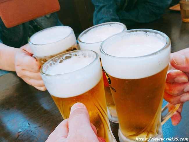 生ビールで乾杯@資さんうどん陣山店 生ビールで乾杯@資さんうどん陣山店