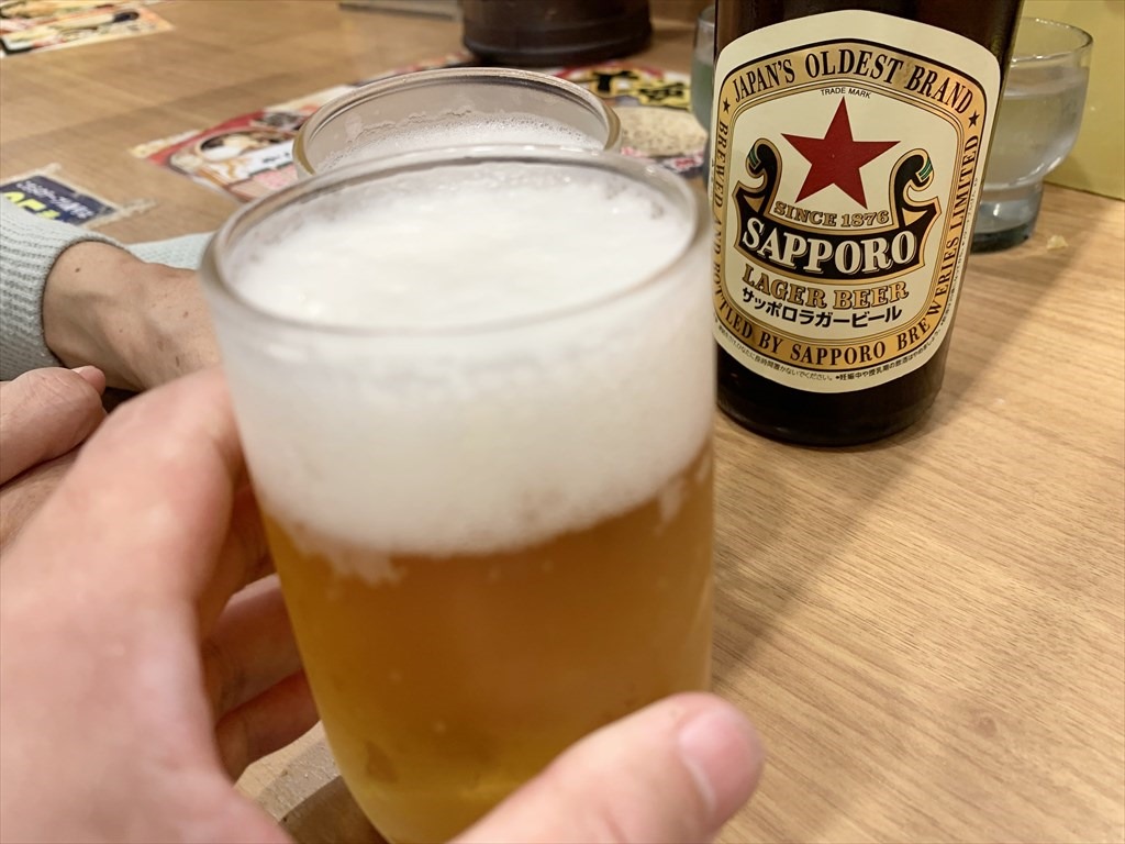 赤星で乾杯