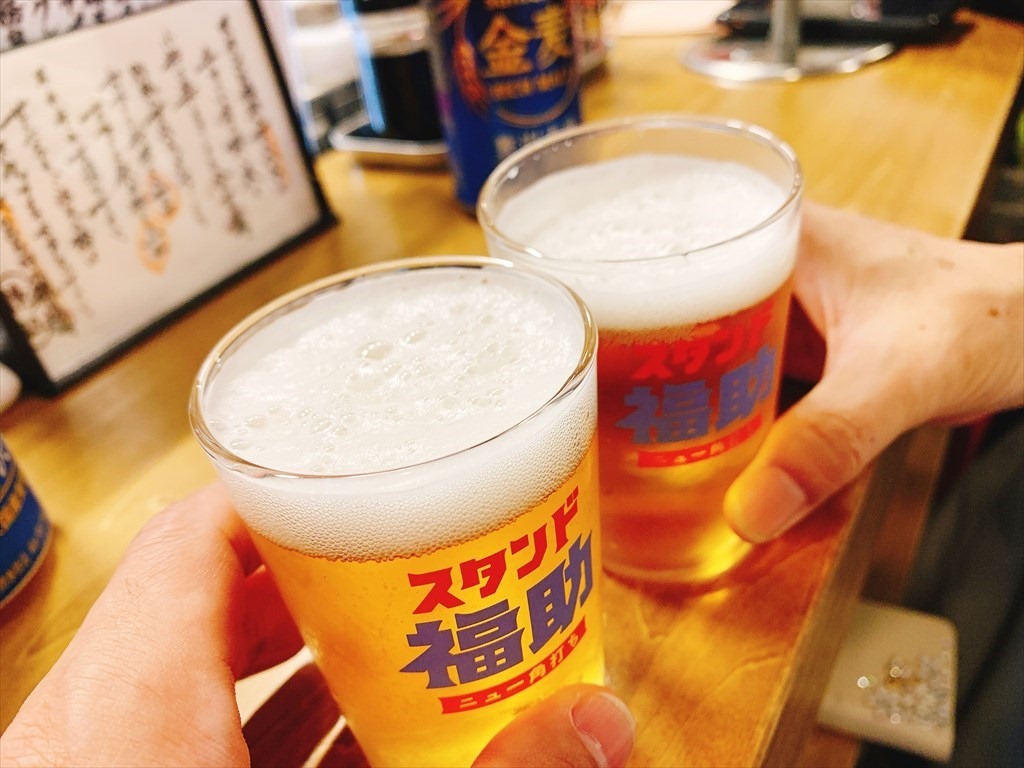 福助グラスで再度乾杯